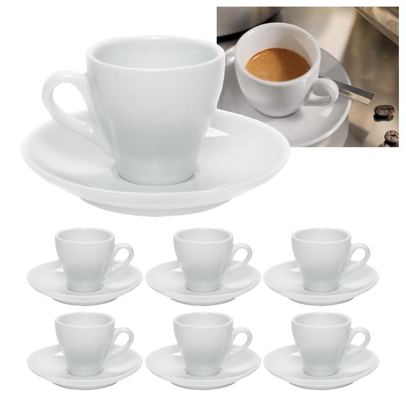 Set 6 tazzine da caffè con piattino espresso bar ceramica cucina colazione  90 cc
