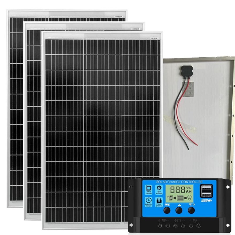 KIT 300W Pannello Solare Monocristallino 21V fotovoltaico regolatore carica  30A